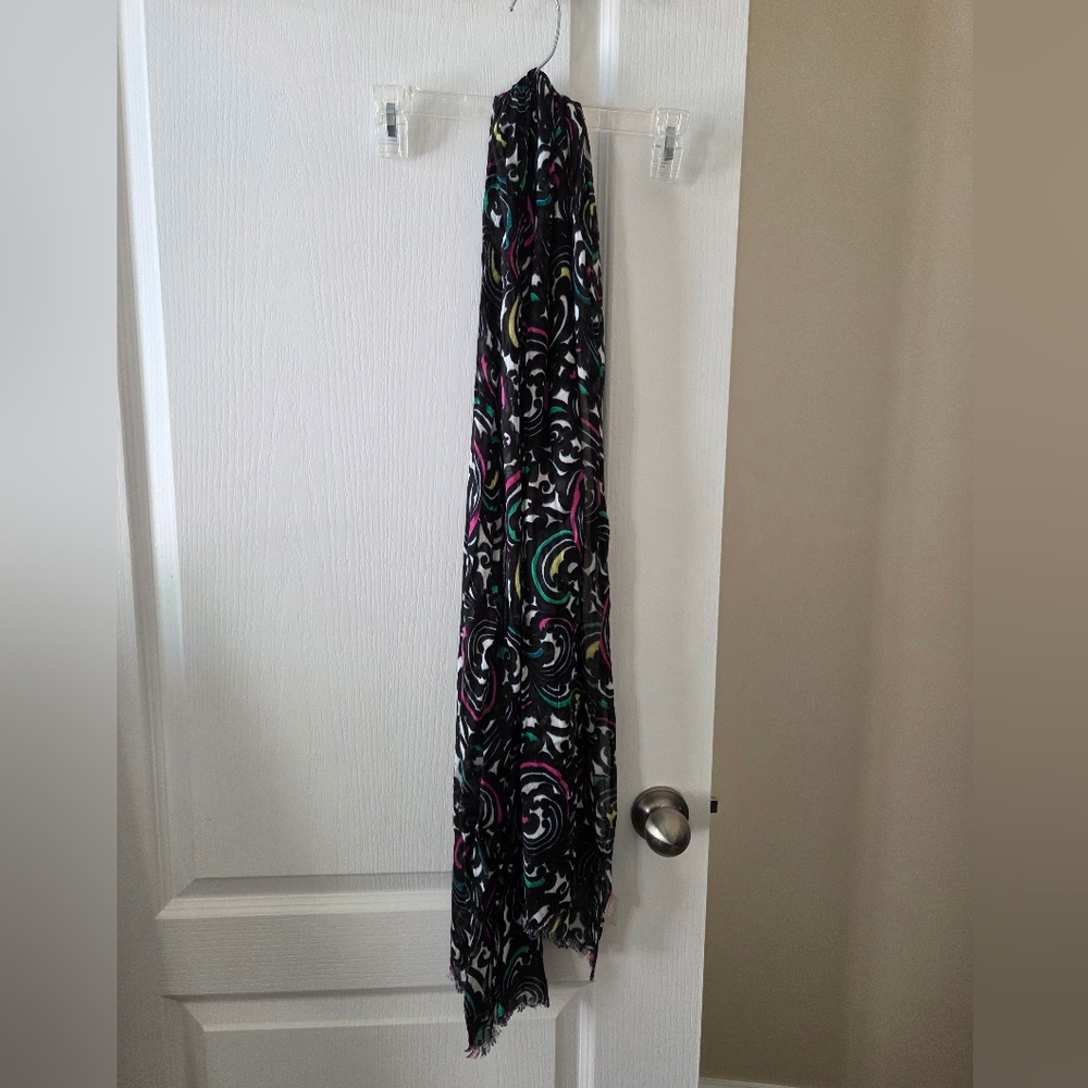 Banana Republic Black and White Maxi Skirt with Pink and Green Accents